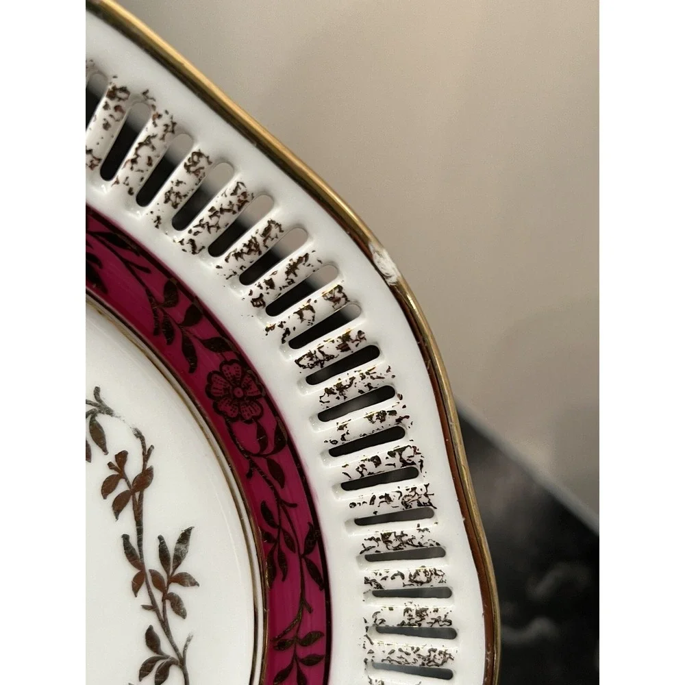 Vintage Winterling Bavaria Plates Fruit Pierced/Reticulated Set of 7 Pcs